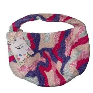 Viral TikTok Made In India Beaded Shoulder Bag Purse Pink Purple White Beads